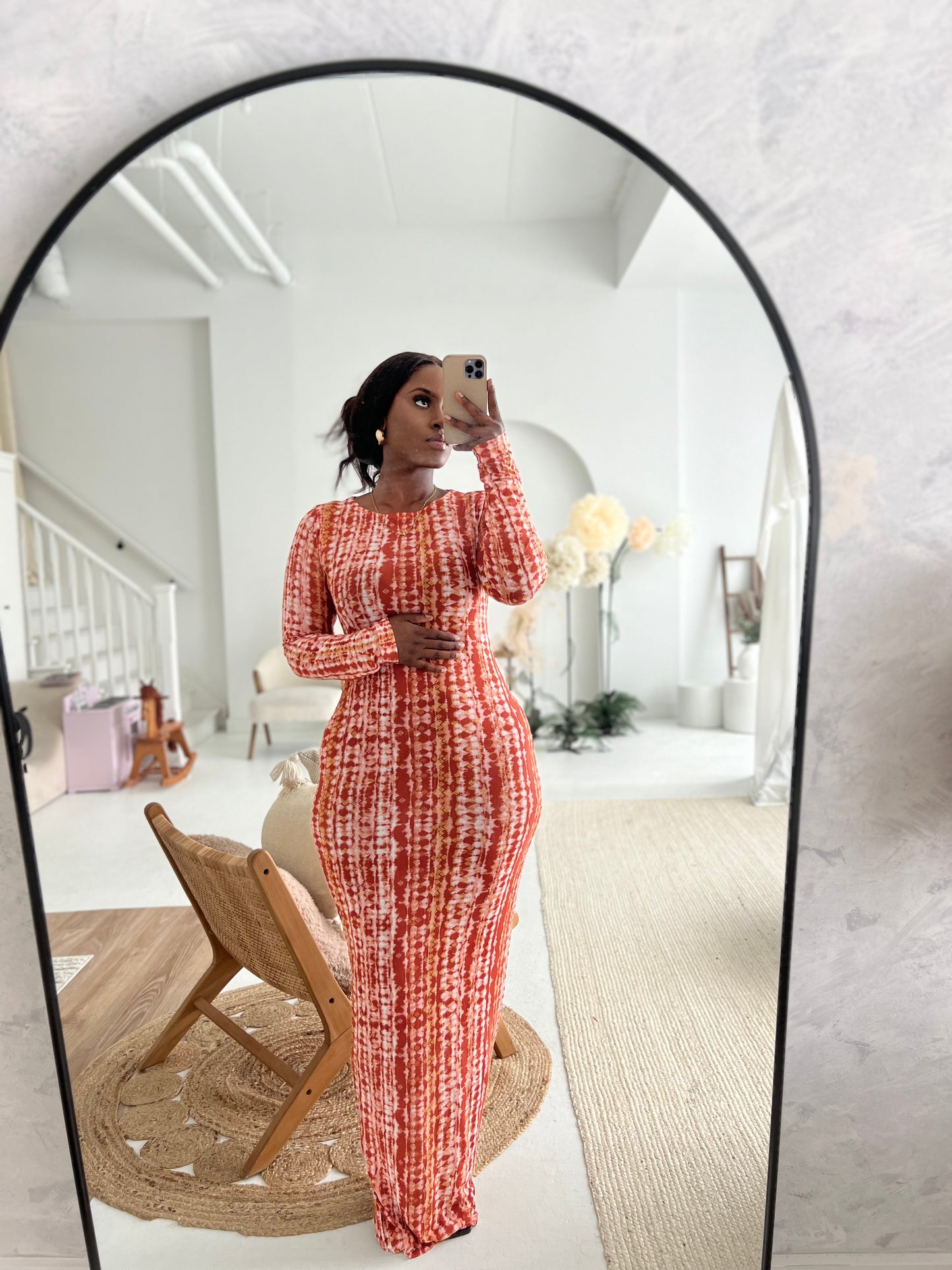 BROWN MESH MAXI DRESS